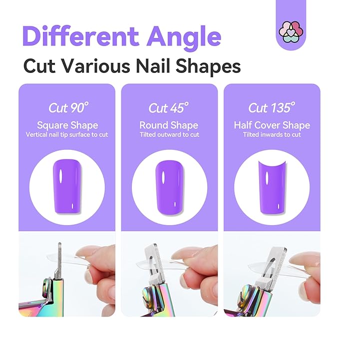 Saviland Acrylic Nail Cutters for Nail Tips: Chameleon Acrylic Nails Clipper with Sizer Magnets Nail Cutter 15PCS Sharp Nail Tech Supplies Nail Trimmer Manicure Tool Nail Accessories Women Salon Home