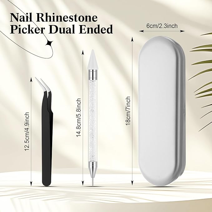 Tatuo Rhinestone Picker Tool Set Wax Pen for Rhinestones Diamond Art Painting Dual Head Dotting Pen with 2 Extra Wax Tips and 1 Nail Art Tweezer for Nail Art DIY Crafts(White)