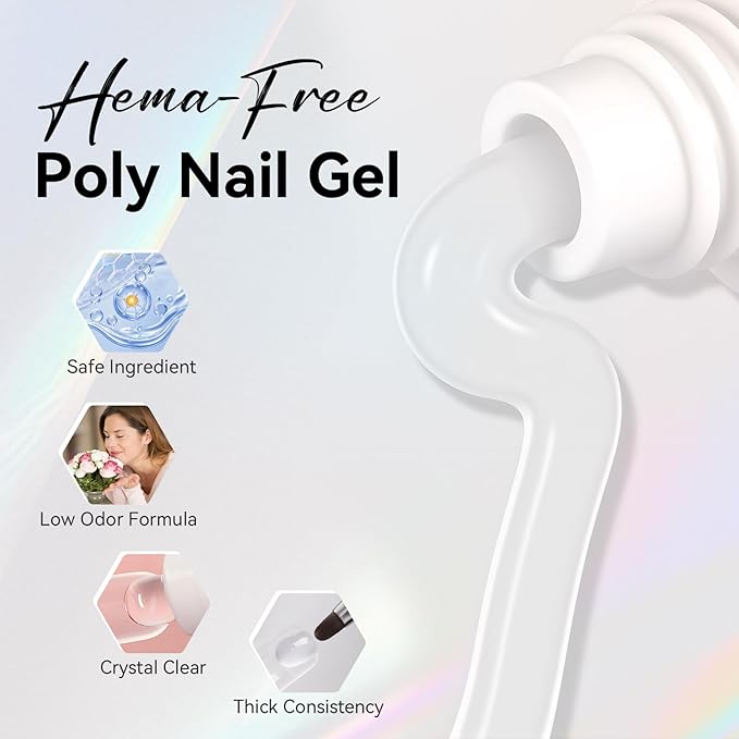 Makartt Hema-Free Poly Nail Gel Clear 50ML Gel Builder for Natural-Looking Strengthener 3D Molding Gel for Trendy Nail Art Long-Lasting and Easy to Use for Home Salon