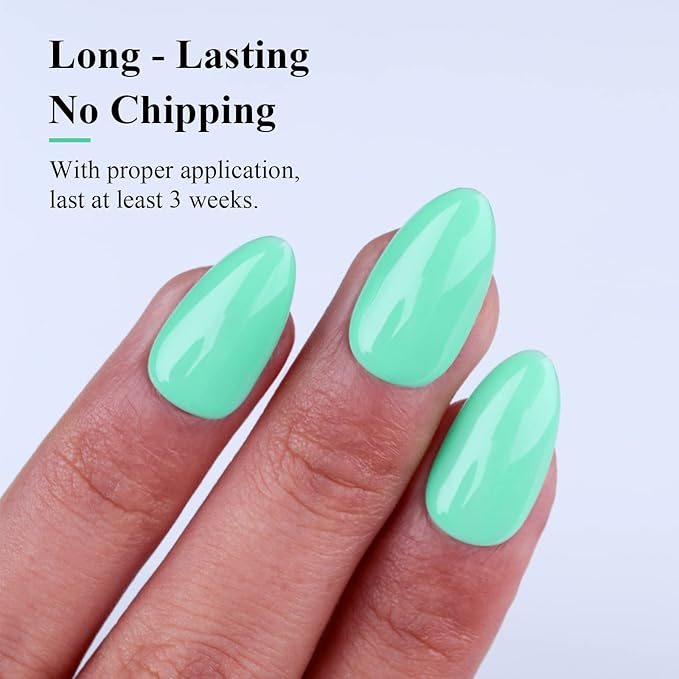 Imtiti Pastel Mint Green Gel Nail Polish, 0.5 Fl Oz LED & UV Gel Polish Spring/Summer Starter Kit