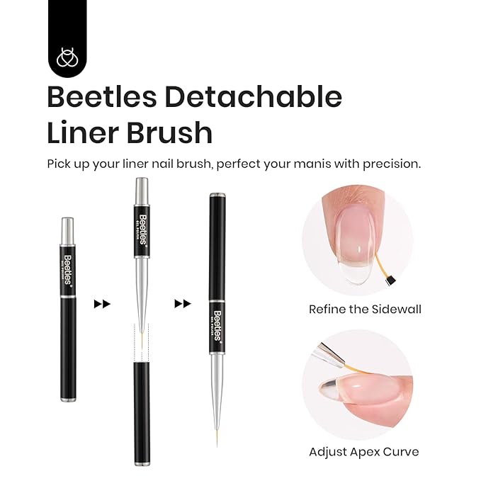 Beetles Builder Gel Clear-Dew Glow 8-in-1 Nail Thickening Strengthening Building Apex with Liner Nail Brush for Beginner DIY Salon at Home,Clear Builder Nail Gel Kit,UV & LED Lamp Cured Needed