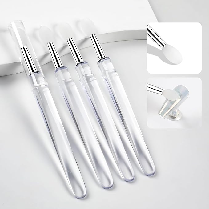 10pcs Silicone Nail Art Brushes Silicone Nail Brush Reusable Nail Brushes Chrome Nail Powder Applicator Lipstick Eyeshadow Applicator Pen Manicure Brushes Nail Art Tools