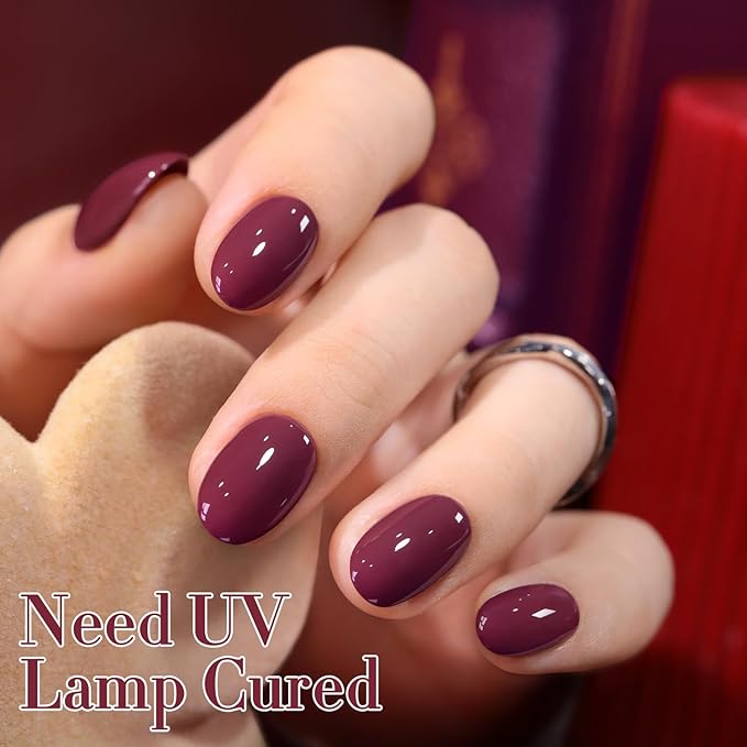 Double Rhythm 0.5 Oz Gel Nail Polish Neutral Natural Same Color Same Bottle Translucent Light Milky Pastel 15ML Manicure French Design Art DIY at Home (Bean Burgundy-A1519)
