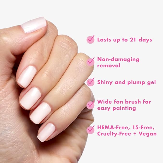 Olive & June Gel Polish | Valentine's Day | UV LED Nail Lamp Needed | Long Lasting Formula | Up to 21 Days of Wear | Damage-Free Removal | Salon-Quality Manicure, Pedicure | Atlas | Pearly White