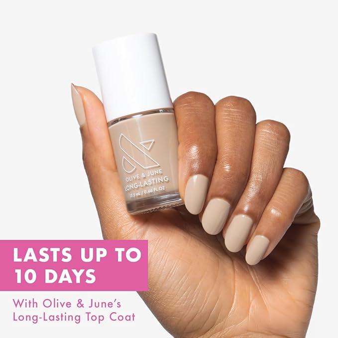 Olive & June Long Lasting Nail Polish | Plump Gel-Like Finish No Lamp Needed | Lasts up to 10 days | Salon-Quality Color at Home | 15-Free, Vegan & Cruelty-Free Chip-Resistant Shine | Real Toasty