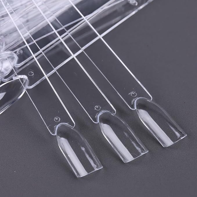150 Pcs Nail Swatch Sticks with Ring, Clear Fan-shaped Nail Art Tips False Nail Sample Sticks, Nail Art Polish Practice Color Display Board Nail Supplies for Home or Salon Use