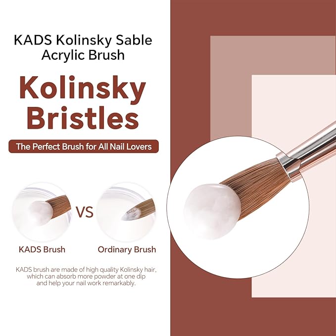 KADS Acrylic Nail Brush with Penholder Nail Brush for Acrylic Application-Oval Shaped Powder Nail Design Tools for Professional Manicure DIY Home Salon (18#)