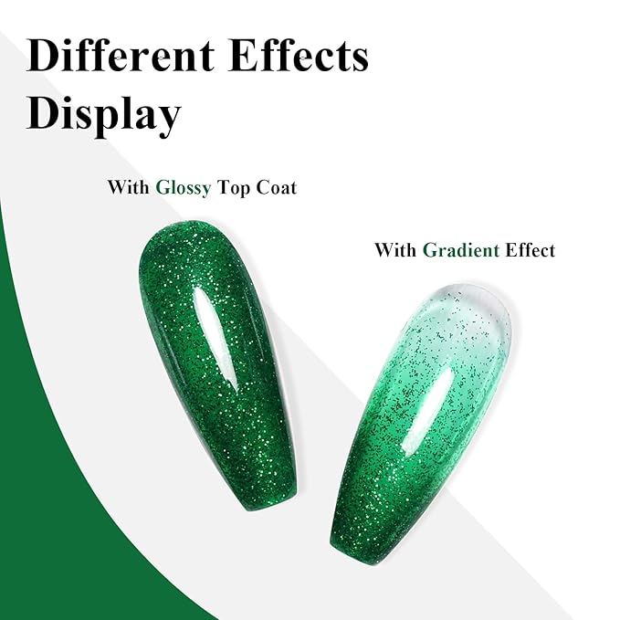 Imtiti 10ml Green Glitter Gel Nail Polish Long Lasting Soak Off UV Led Christmas Green Gel Polish Salon DIY at Home Gift for Women 1Pcs