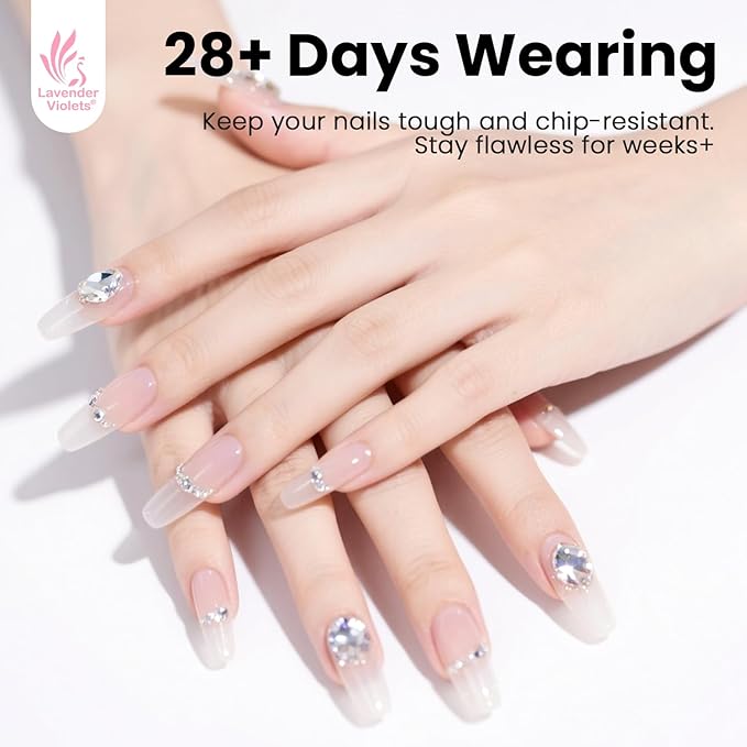 Lavender Violets Clear Builder Gel for Nails 2pcs Set 15ml 8 in 1 Nail Builder Strengthener Gel Enhancement Nail Gel Building Nail Apex for Beginners & DIY Salon Manicure A105x2