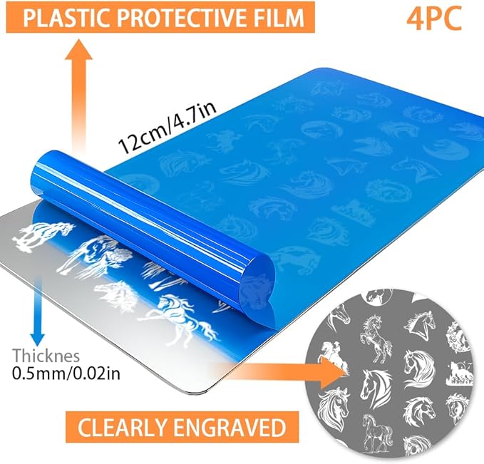 PH PandaHall 4pcs Horse Nail Stamping Plate Running Horse Nail Art Template Animals Nails Arts Stencils Horseshoes Manicure Design Stamper Nails Image Plates for Women DIY Manicure Salon Printing