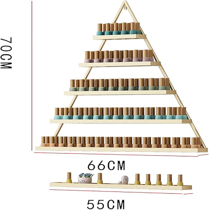 Wall mounted Metal Nail Polish Display Rack,Triangle Nail Polish Bottle Storage Holder,nail polish Essential Oil Perfume Organizer Floating Shelf Ledges Combination for Nail Salon Shop/Retail Shop