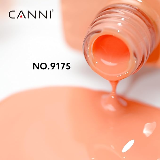 CANNI Pastel Pink Gel Nail Polish, 1 Pcs Peach Pink Gel Polish Color Soak Off U V Nail Manicure Salon DIY at Home