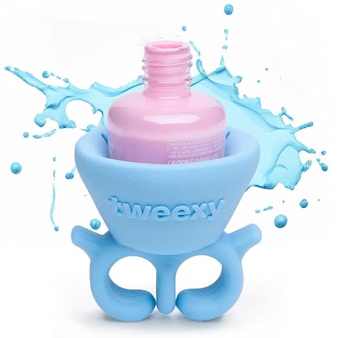Tweexy Wearable Nail Polish Holder Ring - Ideal Gift for Teenage Girls - Nail Polish Holder Stand for Manicure & Pedicure, Fingernail Painting - Nail Polish Accessories (Island Blue)
