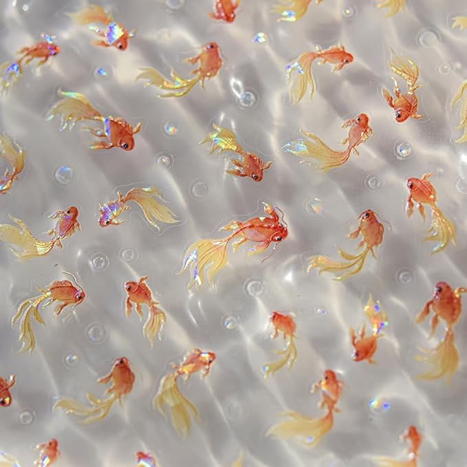 3Sheets Lucky Fish Nail Art Sticker Summer Nail Decals Adorable Koi Wish Fishes Style Manicure Sticker for Women Girls (Fish)