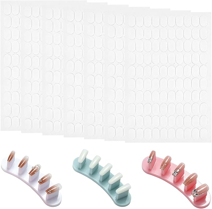 600 Pcs Double Sided Adhesive Nail Sticky Tabs, Clear Sticky Tabs for Nails, Pre-Cut Press On Nails Sticky Tabs for Nail Art Display Practice Holder and Color Chart Display Book