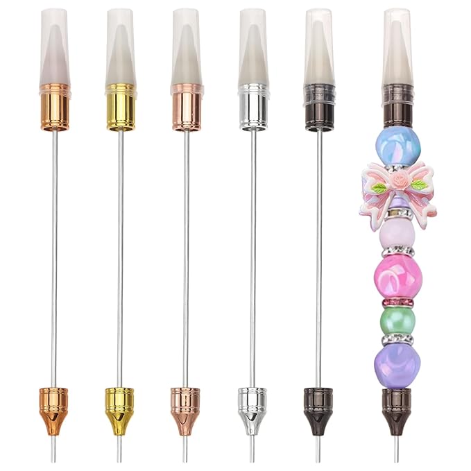 6Pcs Beadable Rhinestone Picker Dotting Pen Rhinestone Adding Dual-ended Beadable Handle DIY Nail Art Decoration Tool for Pick Up and Place Gems Crystals