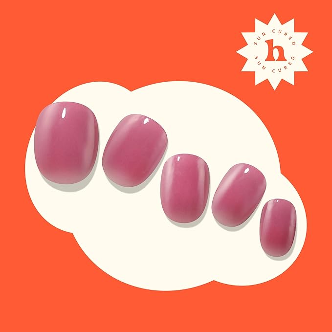 Heyhae Semi Cured Gel Nail Strips | No LED Lamp Needed | Summer, Solid, Red | Easy Apply & Remove, Salon Quality | Includes 28 Strips, 1 Prep Pads, Nail File & Wooden stick - Hey, Grape Escape