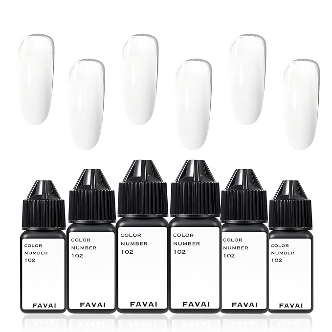 FAVAI 6 PCS Airbrush Gel Nail Polish 90 ML White Color (#102) for Nail Art, Non-Acetone Airbrush Gel Polish with Fine Mist, Nail Polish for Nail Gradients No Dilution, 6 * 15ML