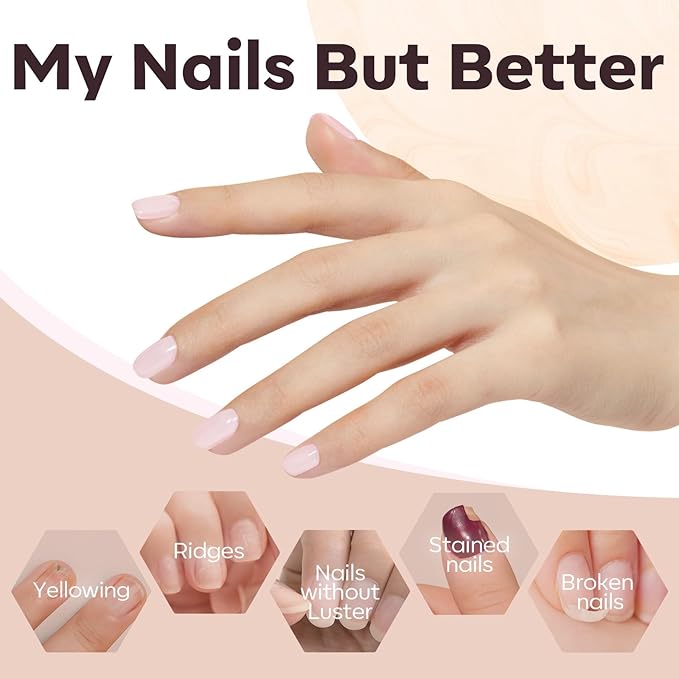 modelones Builder Nail Gel Polish Set, Base Colors Jelly Nude Pink Hard Strengthener Rubber Gel Polish 8-in-One Extension LED Nail Lamp Cured 6 Colors