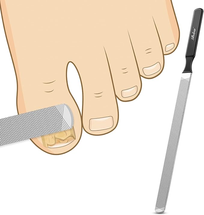 BALUCA Professional Stainless Steel Long Nail File for Thick Nails, Metal Fingernail Toenail File for Women, 4.72-Inch Filing Surface, Durable and Efficient Nail Care Tool (Black, 1, Count, Coarse)