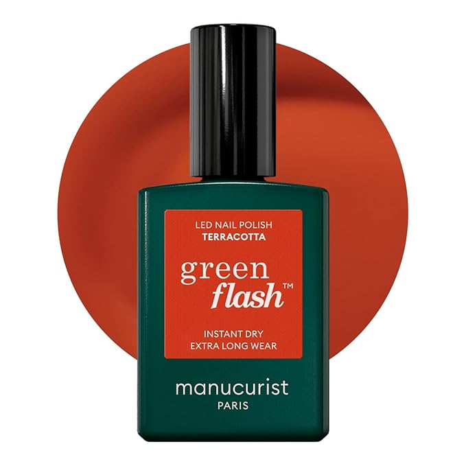 Manucurist Green Flash Gel Polish - Terracotta (Burnt Red) - UV & LED Gel Nail Polish - 12-Free, Bio-Sourced (84%) - Professional Manicure - 15 ml