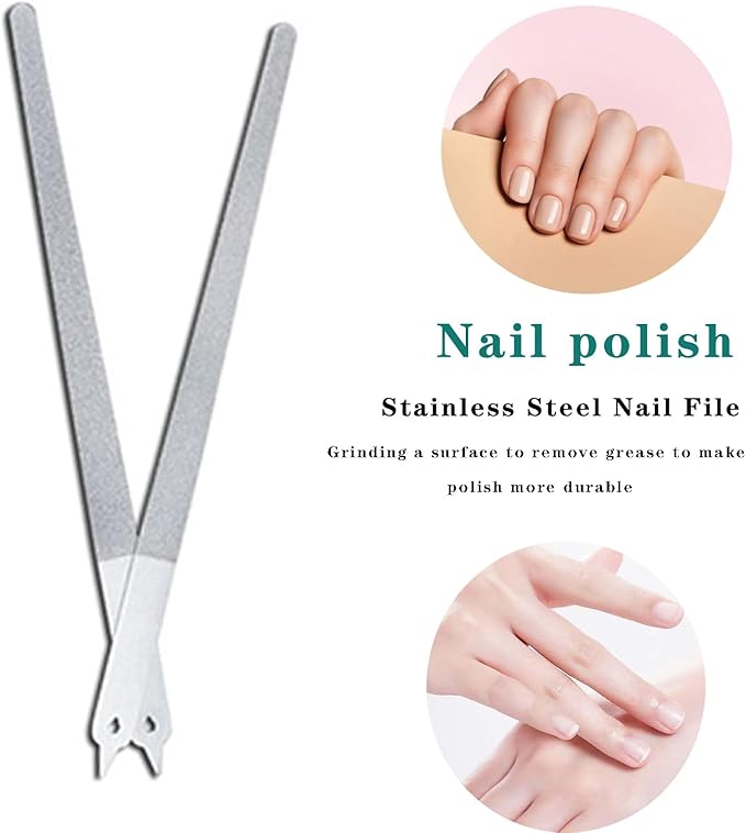 Diamond Dust Nail File - Stainless Steel Nail Dresser Nail Buffering Files - 2PC 6inch