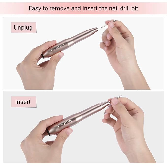 MelodySusie Portable Electric Nail Drill,PC120B Compact Efile with MelodySusie Nail Drill Pen & Bits Holder Stand
