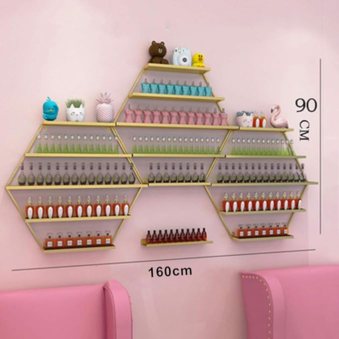 Metal Wall-Mounted Nail Polish Shelf and Essential Oil Rack, Used in Nail Salon, Beauty Salon, Home Perfume/Cosmetics/Beauty Supplies/Spices Collection Display Rack