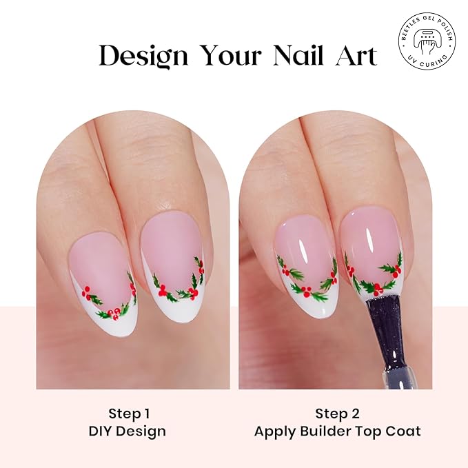 Beetles X Press Kit Gel Nail Kit, Press On Nails Short Almond Kit with 224Pcs French Nail Tips Nail Glue & Remover Builder Top Coat Mini Nail Lamp All-in-One DIY Nail Kit Gift for Women