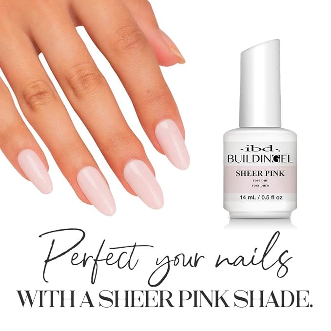 IBD Building Gel Sheer Pink – Hard Builder Gel for Nails Extensions, Soak-Off UV/LED Nail Enhancement for Strong Natural Nails, 0.5 oz