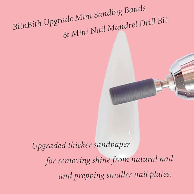 100pcs Small Nail Sanding Bands for Nail Drill,3.1mm Mini Nail Sanding Mandrel Bits 150 Grit Nail File Drill Bits for Acrylic Nails Gel Manicure Pedicure Nail Prep Salon Supplies,Black