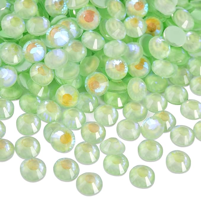 Blinginbox Flatback Rhinestones Round Gems, 1440pcs Luminous Series Glass Stones Neon Gems Non Hotfix Crystal Rhinestones for Nail Charms Crafts Clothes Tumblers,Lt.Peridot Luminous,SS6.