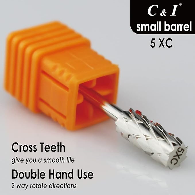 C & I Small Barrel Nail Drill Bits, Professional Electric File for Manicure Drill Machine, Nail Gels Remove, 3/32” (Super Coarse -5XC)