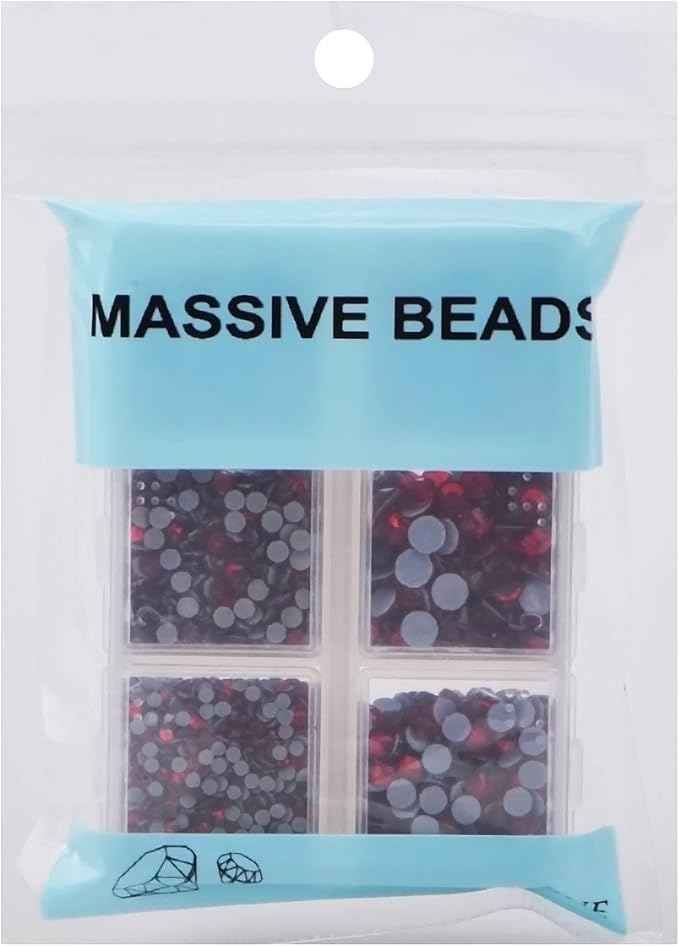 4000pcs Mixed Size Hot Fix Round Crystals Gems Glass Stones Hotfix Flat Back Rhinestones (Light Siam)