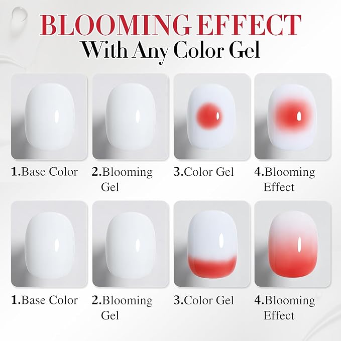 Double Rhythm Blooming Gel Polish 15 ml Clear Blooming Nail Art Polish for Spreading Effect DIY at Home 0.5 Oz (Clear)