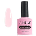 AIMEILI Hema Free Rubber Base Gel For Nails, Soak Off U V LED Clear Sheer Gel Nail Polish, 4 in 1 Nail Strengthen/Enhance/Base Coat/Color - (444) 10ml