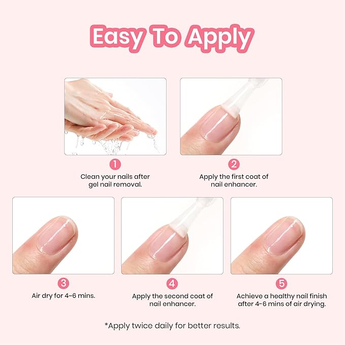 Beetles Nail Strengthener, Strawberry Nail Enhancer for Damaged Nails Strengthener and Growth Pink Air Dry Nails Strengthening Polish Natural Growth Treatment Gifts for Women 15ML