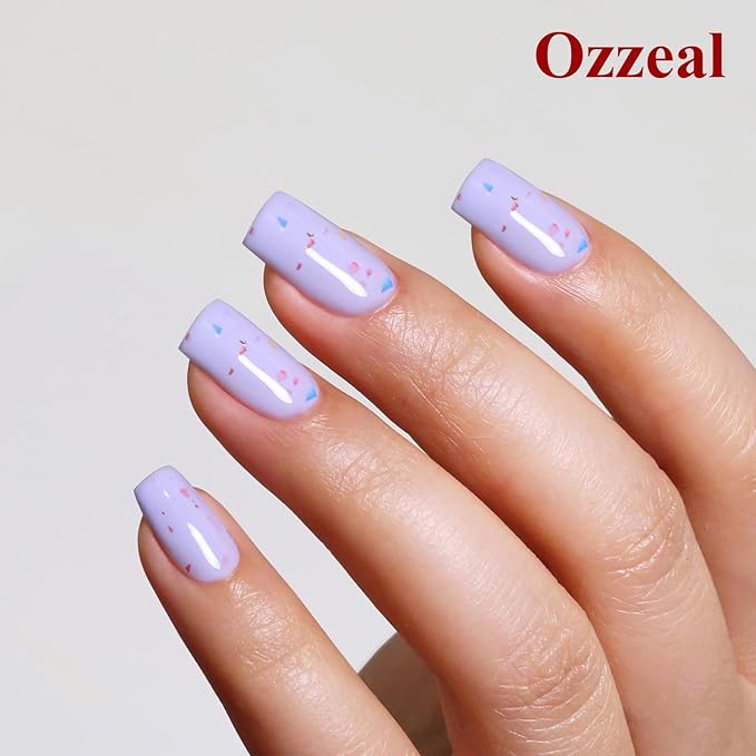 Pastel Gel Polish,0.5 Fl Oz Light Purple Flake Glitter Gel Nail Polish Macaron Spring Summer LED UV Speckled Sparkle Art Starter Manicure Salon DIY Nail