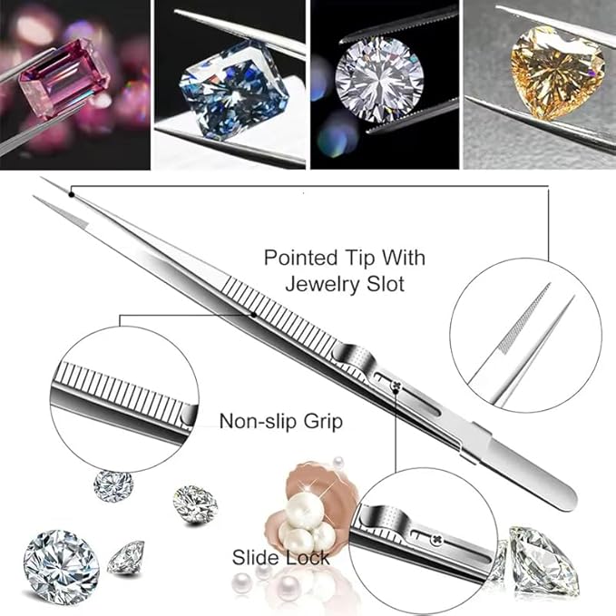 Rhinestone Picker Tool, 4Pcs Dual-head Dotting Tools with 20pcs Clay, Precision Jewelry Tweezers and Diamond Tray, Nail Art Pen for Pick Up Stone, Crystals, Gems, Charms, Diamond Painting