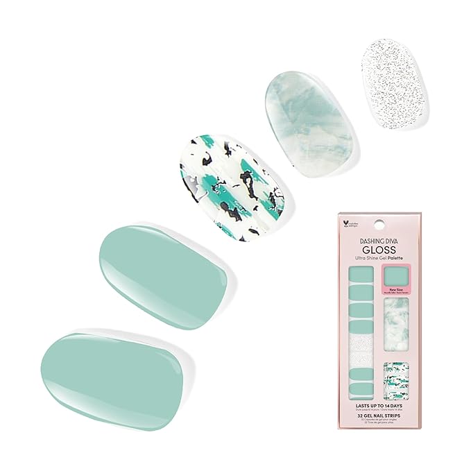 Dashing Diva Gloss Nail Strips - Desert Quartz - UV Free, Chip Resistant, Long Lasting Gel Stickers - Contains 32 Wraps, 1 Prep Pad, 1 File