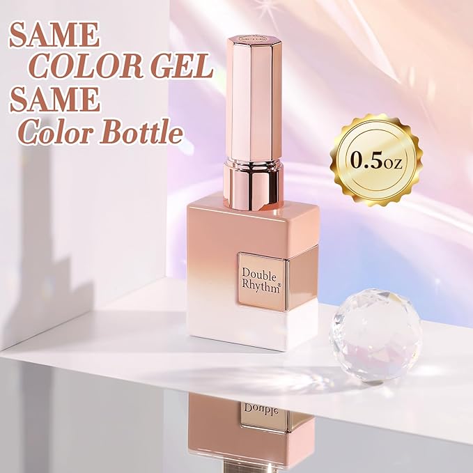 Double Rhythm 0.5 Oz Cat Eye Gel Polish with Magnet Same Color Same Bottle Holographic Glitter Shimmer Translucent Color Salon 15 ML Magnetic Nail Art (Peach Pink-MC1149)