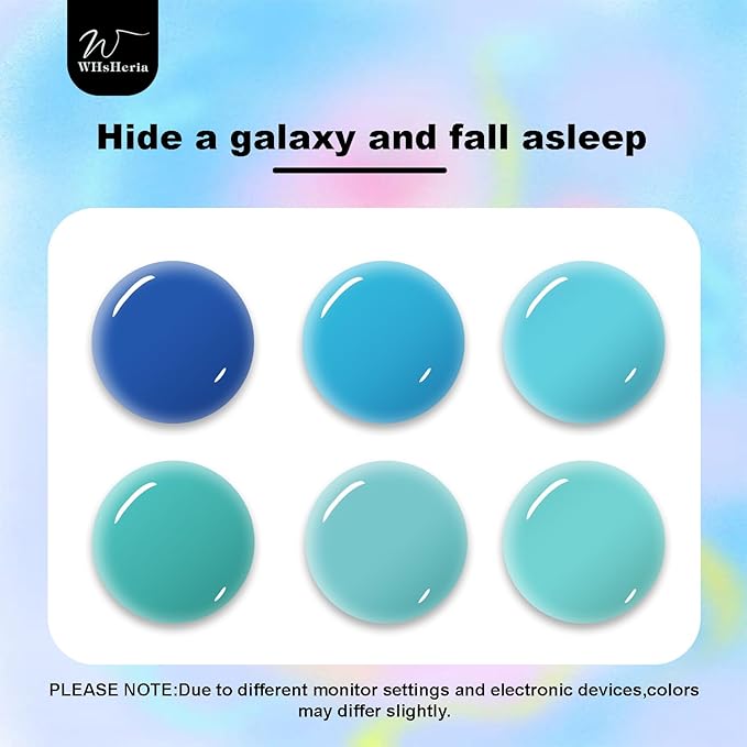 TPO Free Gel Nail Polish Set，6pcs 10ML Baby Blue Light Blue Aquarius Water Ocean Collection Summer Long-lasting Soak off LED/UV Light Suit Give it to Women as a Gift for Daily Life (119-E)