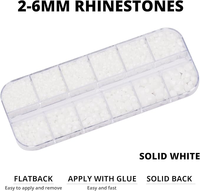 6500Pcs White Rhinestones for Bedazzling, Bedazzler Kit with Flatback Craft Rhinestones White Bulk and B7000 Glue, 2,3,4,5,6mm Resin Flat Back Crystals for Craftings, Crafts, Clothes, Shoes, Nails