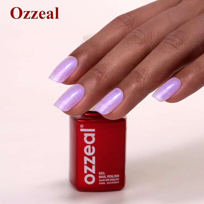 Pearl Gel Nail Polish, Light Purple Transparent Shimmer Shell Nail Gel Polish Glitter Mermaid Iridescent Pearlescent Sparkle Spring Summer Soak Off Led UV Manicure 15ML
