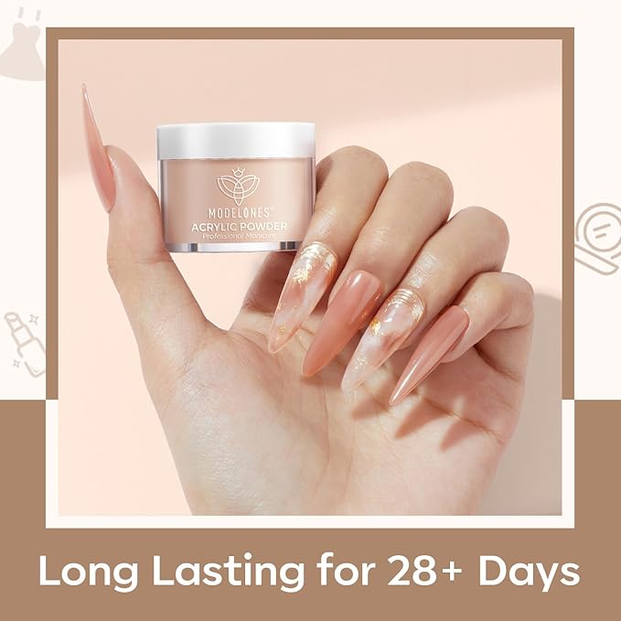 Modelones Acrylic Powder 6 Colors Acrylic Nail Powder Kit Skin Tones Brown Neutral Milky Daily Elegant Nail Acrylic Powder for 3D Acrylic Nail Art Nail Extension No Nail Lamp Needed