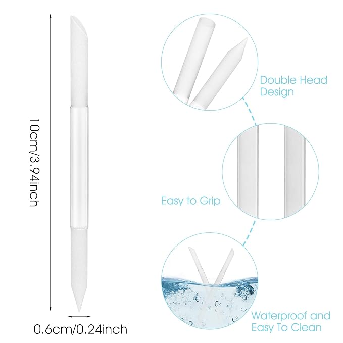 Sibba 2 Pieces Glass Cuticle Pusher Cuticle Remover Tool Double Sided Cuticle Trimmer Manicure Stick Professional Precision Filing Abrasive Surface Nail Salons Set for Women Girls Homes(Transparent)