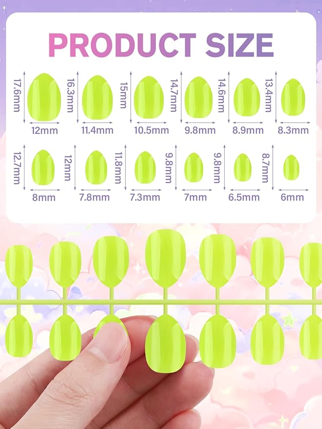 288 Pieces Kids Short Glossy Press on Nails, EBANKU Children False Nails 12 Colors Glossy Acrylic Nails Art Tip for Kids Short Full Cover Fake Nails for Women Girls
