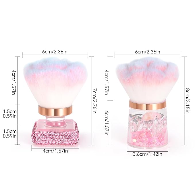 Nail Art Dust Brush Nail Dust Brush Nail Powder Brush Soft Bristle Nail Brush Nail Cleaning Tools Cleaning Nail Brush (Pink Sequin Handle)