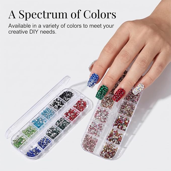 Colorful DIY Bedazzler Kit, 2026 New Versatile Nail Art Rhinestones for Crafts, Upgraded Crystal Gems for Bedazzling Nails, Crystals for Nail and Makeup (Colorful-A)