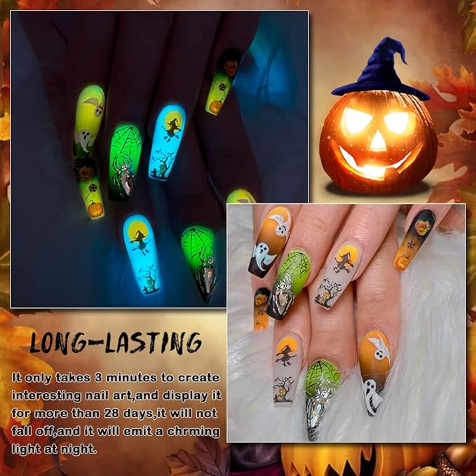 MIZHSE Mood Temperature Color Changing Nail Polish Set, Glow in the Dark Gel Nail Polish Black Pink Green Blue Yellow Orange 8 Colors Soak Off Gel Polish for Nail Art Manicure DIY at Home